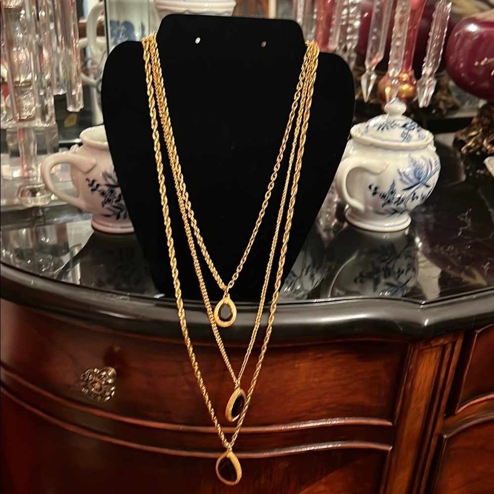 Gold Layered Necklace with Heart and Circular Pendants